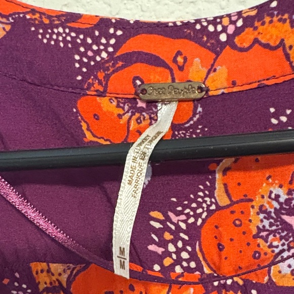 Free People Tuscan Dream Floral Plum Tunic Blouse Size M - Picture 4 of 7